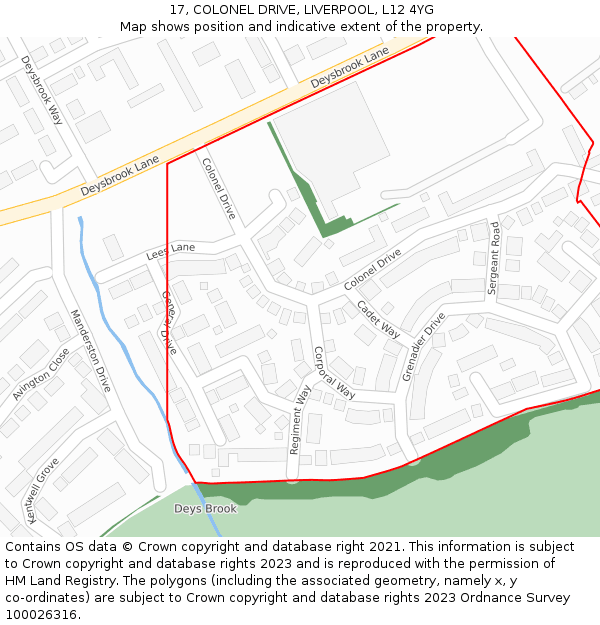 17, COLONEL DRIVE, LIVERPOOL, L12 4YG: Location map and indicative extent of plot