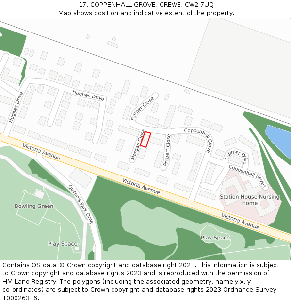 17, COPPENHALL GROVE, CREWE, CW2 7UQ: Location map and indicative extent of plot