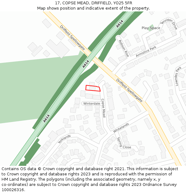 17, COPSE MEAD, DRIFFIELD, YO25 5FR: Location map and indicative extent of plot
