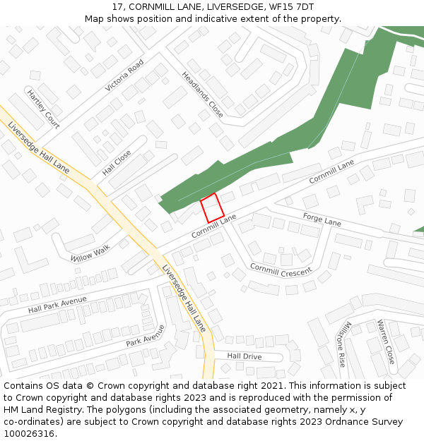 17, CORNMILL LANE, LIVERSEDGE, WF15 7DT: Location map and indicative extent of plot