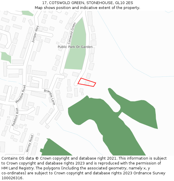 17, COTSWOLD GREEN, STONEHOUSE, GL10 2ES: Location map and indicative extent of plot