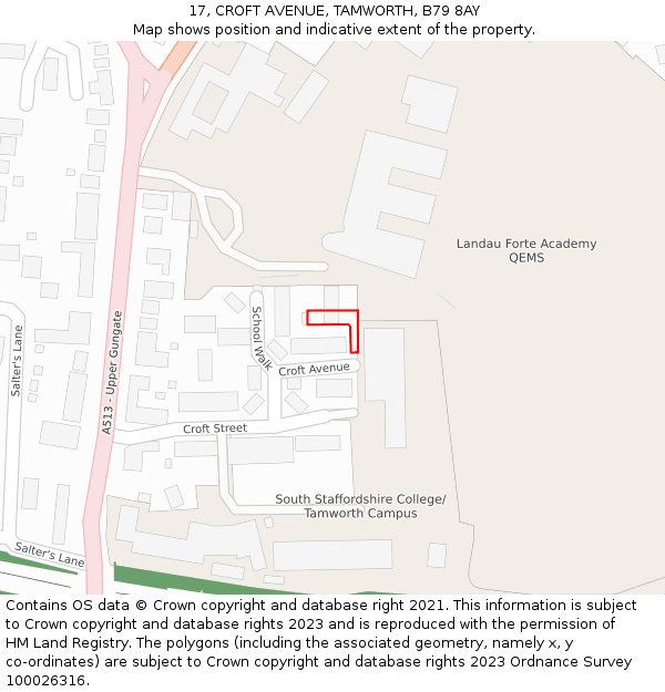 17, CROFT AVENUE, TAMWORTH, B79 8AY: Location map and indicative extent of plot