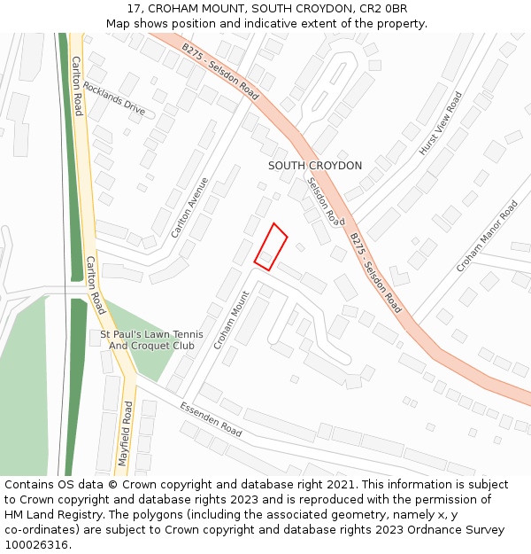 17, CROHAM MOUNT, SOUTH CROYDON, CR2 0BR: Location map and indicative extent of plot