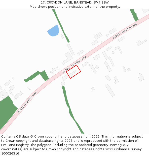 17, CROYDON LANE, BANSTEAD, SM7 3BW: Location map and indicative extent of plot