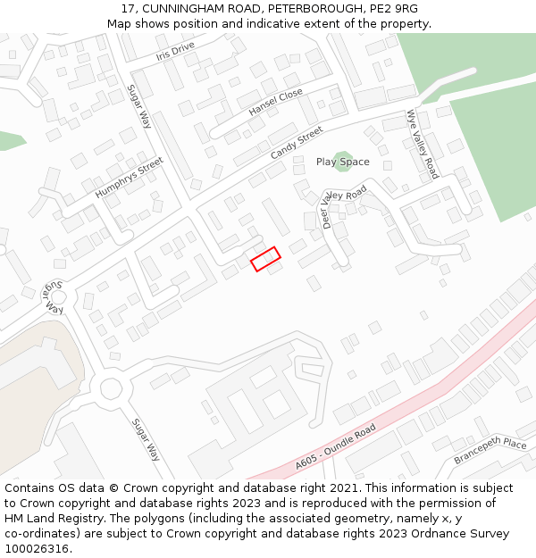 17, CUNNINGHAM ROAD, PETERBOROUGH, PE2 9RG: Location map and indicative extent of plot