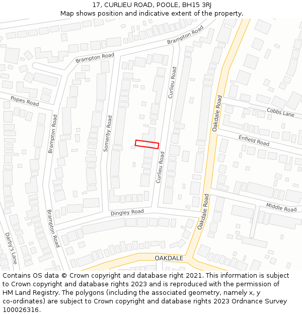 17, CURLIEU ROAD, POOLE, BH15 3RJ: Location map and indicative extent of plot