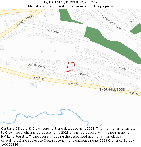 17, DALESIDE, DEWSBURY, WF12 0PJ: Location map and indicative extent of plot