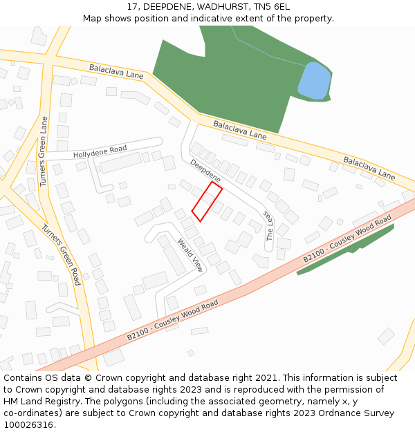 17, DEEPDENE, WADHURST, TN5 6EL: Location map and indicative extent of plot