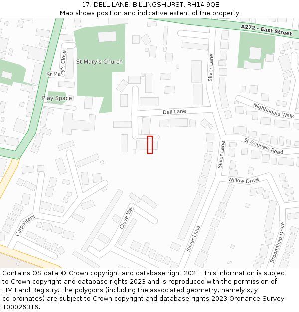 17, DELL LANE, BILLINGSHURST, RH14 9QE: Location map and indicative extent of plot