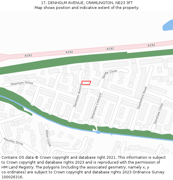 17, DENHOLM AVENUE, CRAMLINGTON, NE23 3FT: Location map and indicative extent of plot