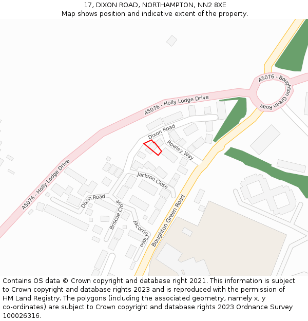 17, DIXON ROAD, NORTHAMPTON, NN2 8XE: Location map and indicative extent of plot