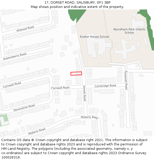 17, DORSET ROAD, SALISBURY, SP1 3BP: Location map and indicative extent of plot