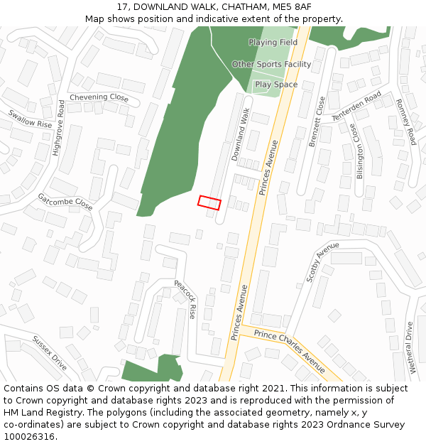 17, DOWNLAND WALK, CHATHAM, ME5 8AF: Location map and indicative extent of plot