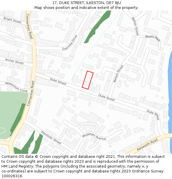 17, DUKE STREET, ILKESTON, DE7 8JU: Location map and indicative extent of plot