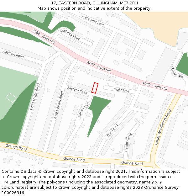 17, EASTERN ROAD, GILLINGHAM, ME7 2RH: Location map and indicative extent of plot