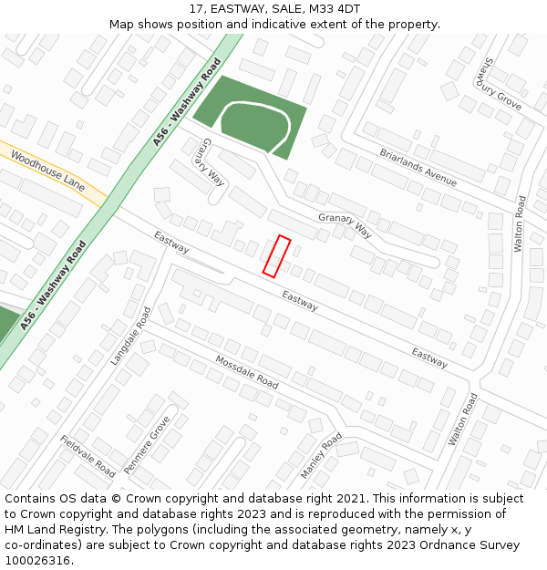 17, EASTWAY, SALE, M33 4DT: Location map and indicative extent of plot