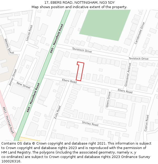 17, EBERS ROAD, NOTTINGHAM, NG3 5DY: Location map and indicative extent of plot