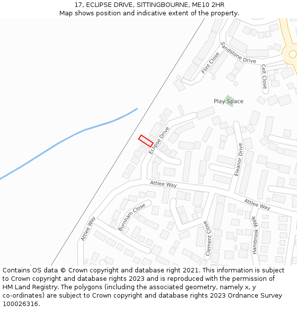 17, ECLIPSE DRIVE, SITTINGBOURNE, ME10 2HR: Location map and indicative extent of plot