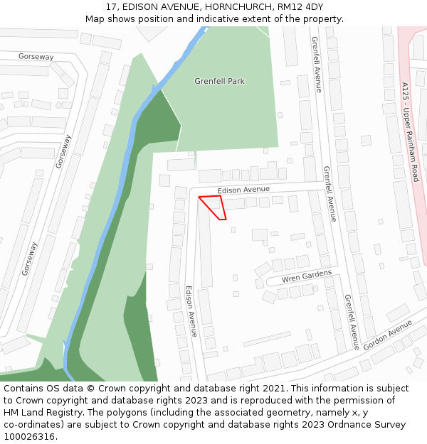 17, EDISON AVENUE, HORNCHURCH, RM12 4DY: Location map and indicative extent of plot