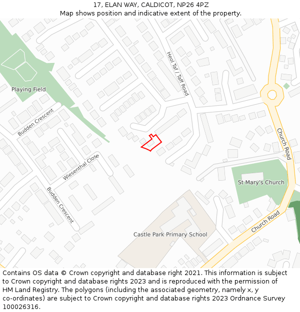 17, ELAN WAY, CALDICOT, NP26 4PZ: Location map and indicative extent of plot