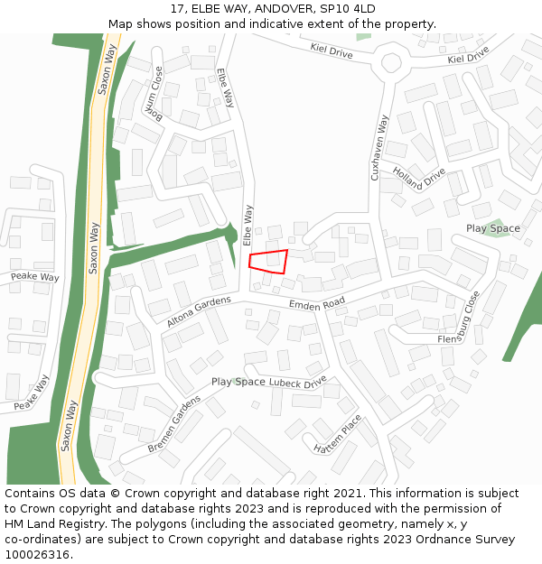 17, ELBE WAY, ANDOVER, SP10 4LD: Location map and indicative extent of plot