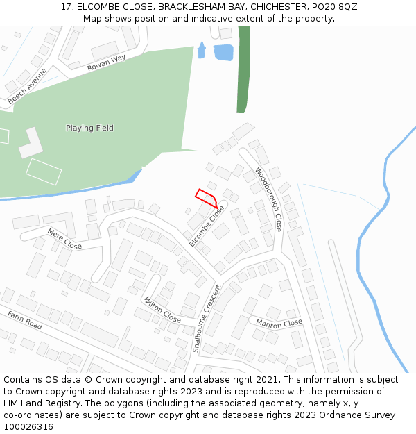 17, ELCOMBE CLOSE, BRACKLESHAM BAY, CHICHESTER, PO20 8QZ: Location map and indicative extent of plot