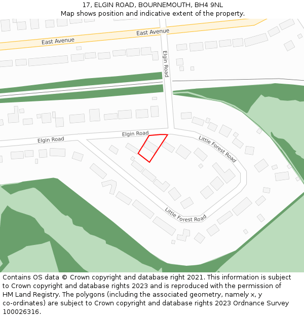 17, ELGIN ROAD, BOURNEMOUTH, BH4 9NL: Location map and indicative extent of plot