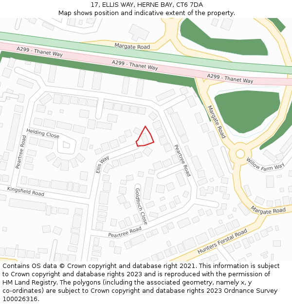 17, ELLIS WAY, HERNE BAY, CT6 7DA: Location map and indicative extent of plot