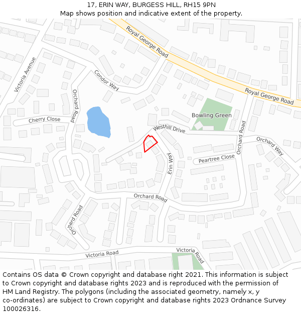 17, ERIN WAY, BURGESS HILL, RH15 9PN: Location map and indicative extent of plot