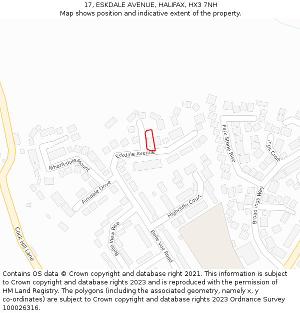 17, ESKDALE AVENUE, HALIFAX, HX3 7NH: Location map and indicative extent of plot