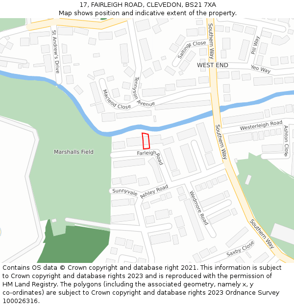 17, FAIRLEIGH ROAD, CLEVEDON, BS21 7XA: Location map and indicative extent of plot