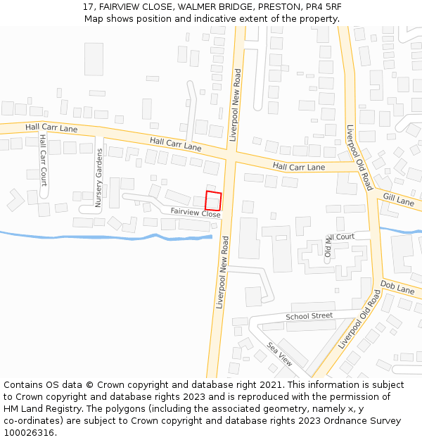 17, FAIRVIEW CLOSE, WALMER BRIDGE, PRESTON, PR4 5RF: Location map and indicative extent of plot