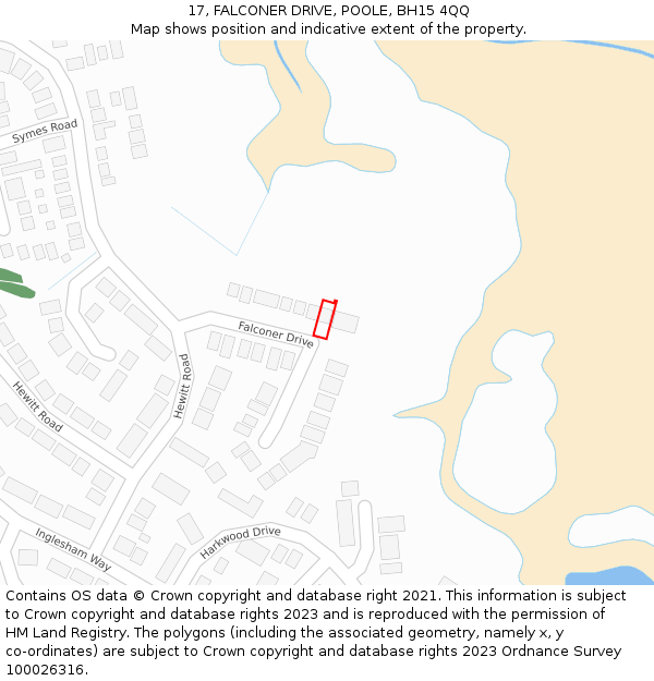 17, FALCONER DRIVE, POOLE, BH15 4QQ: Location map and indicative extent of plot