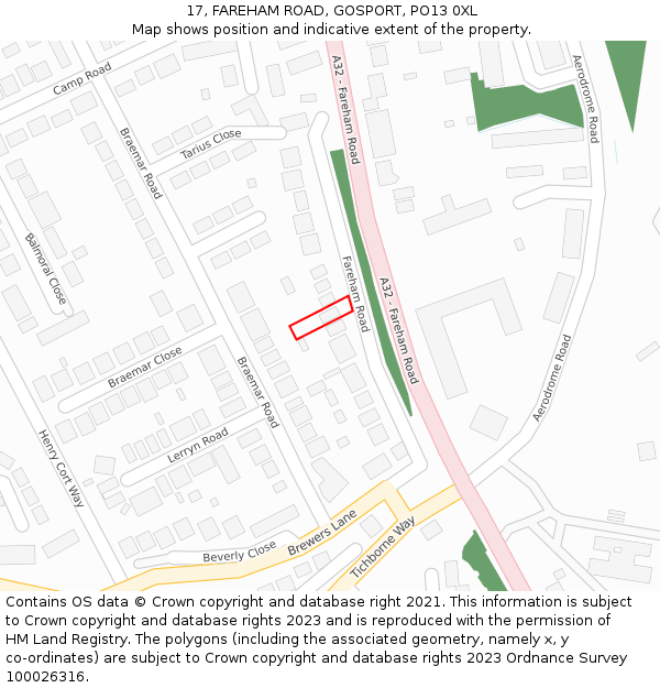 17, FAREHAM ROAD, GOSPORT, PO13 0XL: Location map and indicative extent of plot
