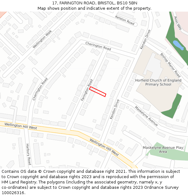 17, FARINGTON ROAD, BRISTOL, BS10 5BN: Location map and indicative extent of plot