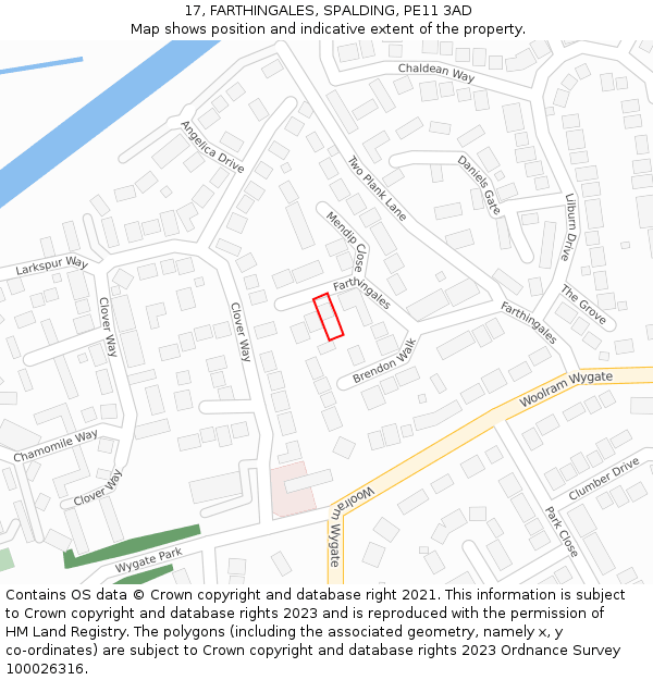 17, FARTHINGALES, SPALDING, PE11 3AD: Location map and indicative extent of plot