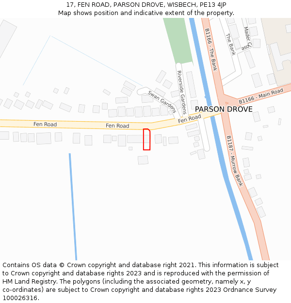 17, FEN ROAD, PARSON DROVE, WISBECH, PE13 4JP: Location map and indicative extent of plot