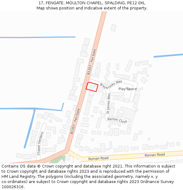 17, FENGATE, MOULTON CHAPEL, SPALDING, PE12 0XL: Location map and indicative extent of plot