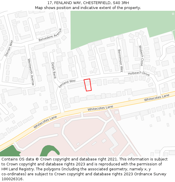 17, FENLAND WAY, CHESTERFIELD, S40 3RH: Location map and indicative extent of plot