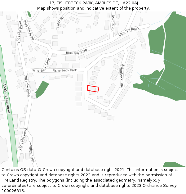 17, FISHERBECK PARK, AMBLESIDE, LA22 0AJ: Location map and indicative extent of plot