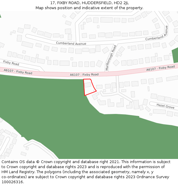 17, FIXBY ROAD, HUDDERSFIELD, HD2 2JL: Location map and indicative extent of plot