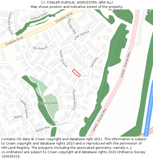 17, FOWLER AVENUE, WORCESTER, WR4 0LU: Location map and indicative extent of plot