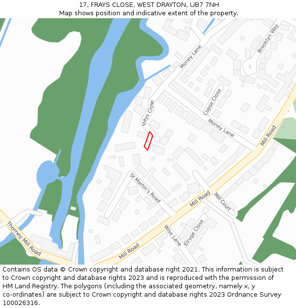 17, FRAYS CLOSE, WEST DRAYTON, UB7 7NH: Location map and indicative extent of plot