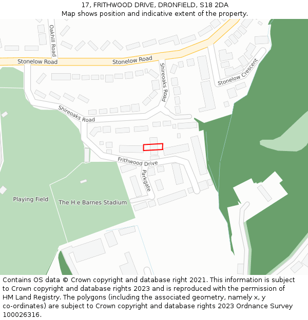 17, FRITHWOOD DRIVE, DRONFIELD, S18 2DA: Location map and indicative extent of plot