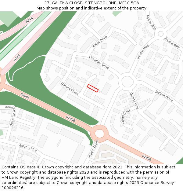 17, GALENA CLOSE, SITTINGBOURNE, ME10 5GA: Location map and indicative extent of plot