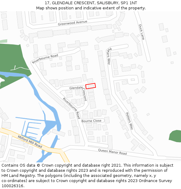 17, GLENDALE CRESCENT, SALISBURY, SP1 1NT: Location map and indicative extent of plot