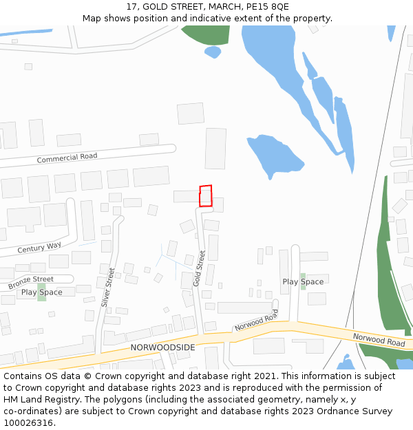 17, GOLD STREET, MARCH, PE15 8QE: Location map and indicative extent of plot