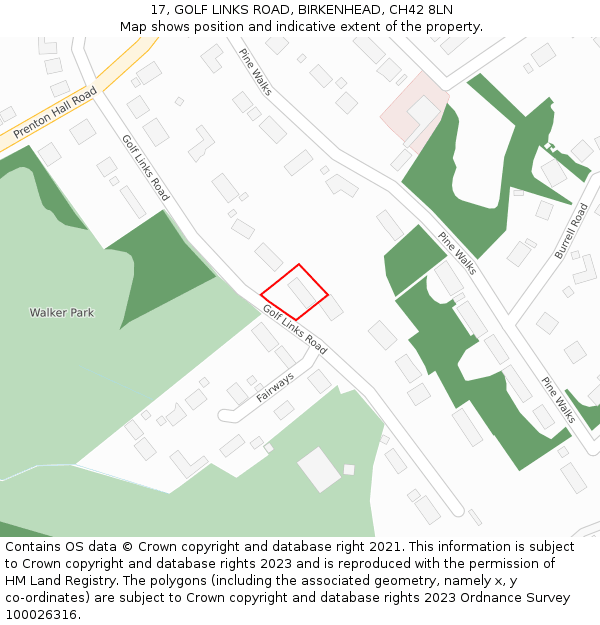 17, GOLF LINKS ROAD, BIRKENHEAD, CH42 8LN: Location map and indicative extent of plot