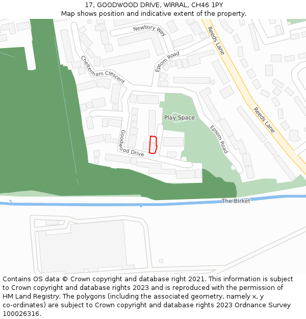 17, GOODWOOD DRIVE, WIRRAL, CH46 1PY: Location map and indicative extent of plot