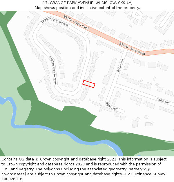 17, GRANGE PARK AVENUE, WILMSLOW, SK9 4AJ: Location map and indicative extent of plot